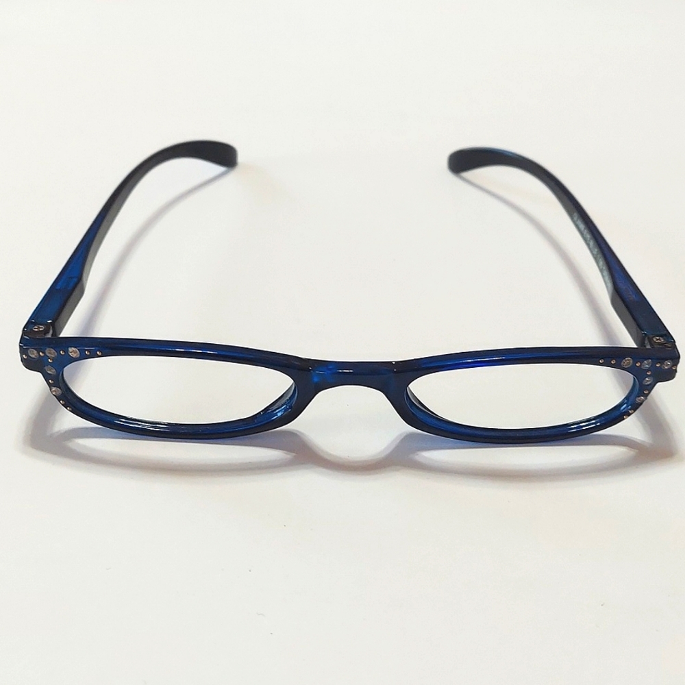Ladies Stone Embellished Glamr Eyes Blue Frame Cal Optix Lenses